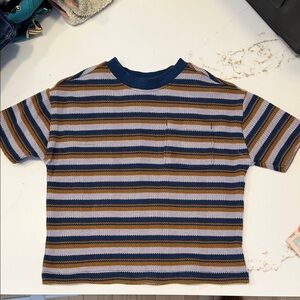Old Navy Striped Short-Sleeve Tee in Navy, Brown & Light Blue